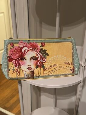 Artist Floral Zip Pouch - Yellow & Teal papaya